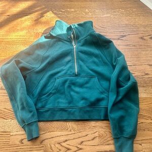 Lululemon athletica oversized half zip funnel scuba in storm teal *flawed*